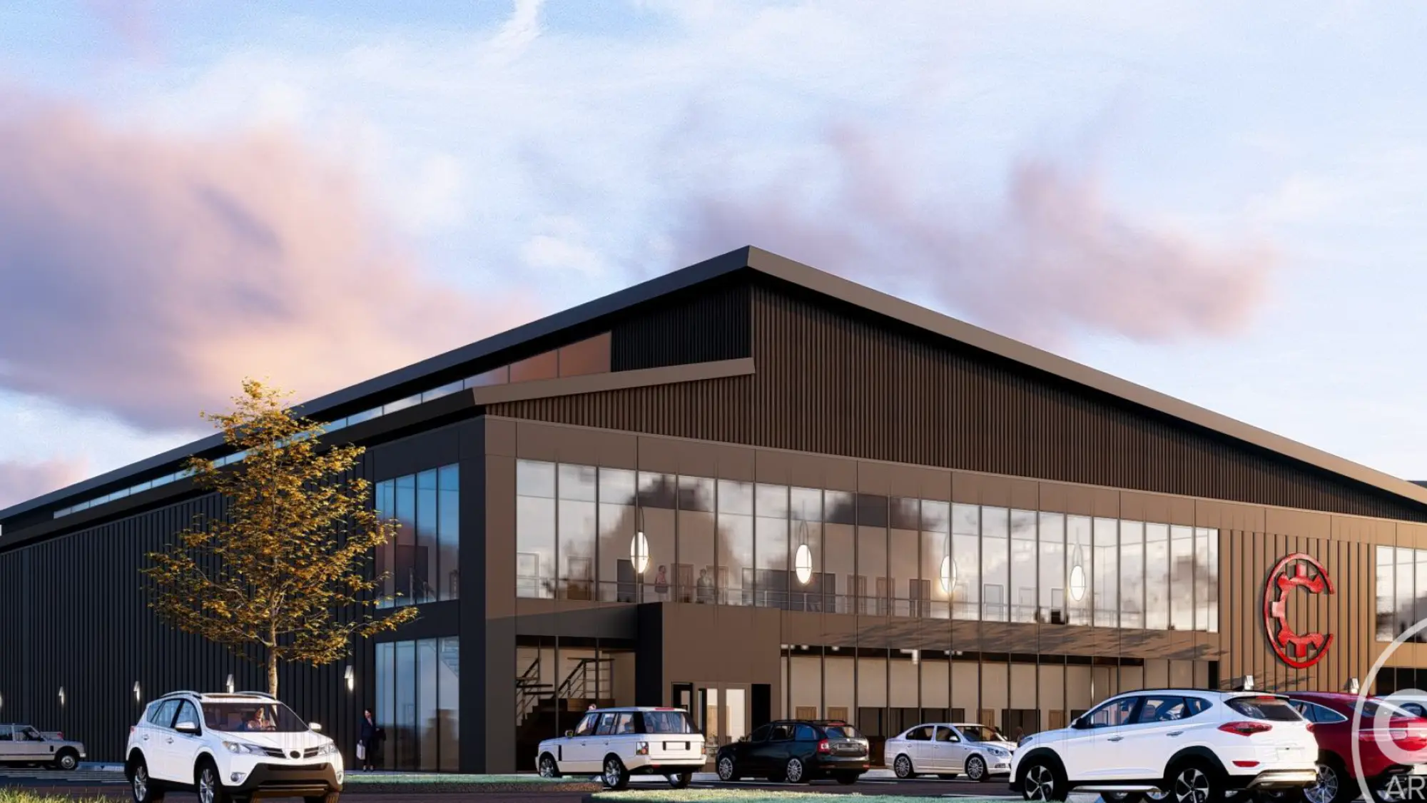 Architectural rendering of the Cherry Creek Machine building at Peoria-Mohawk Business Park