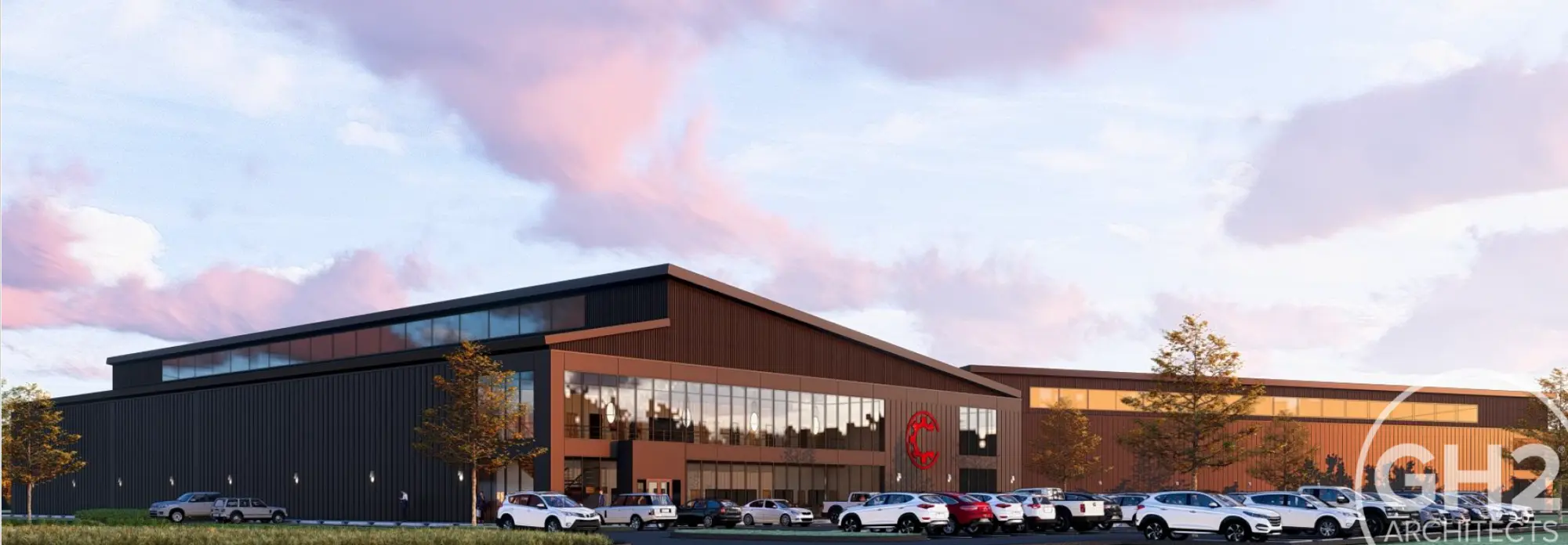 Panoramic architectural rendering of the Peoria-Mohawk Business Park campus